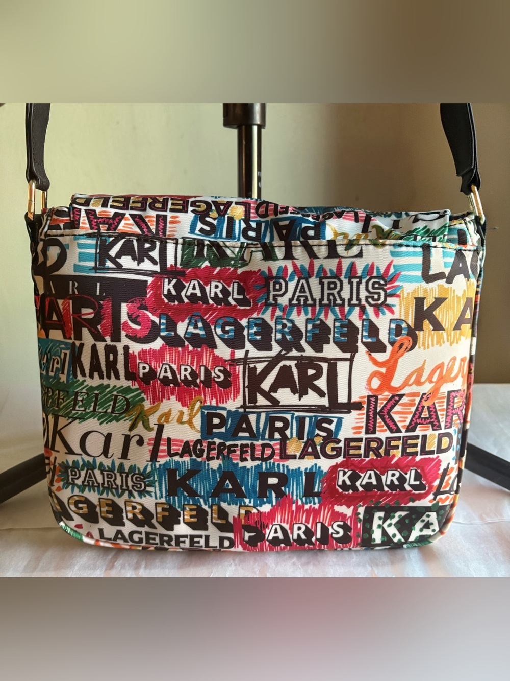 Karl Lagerfeld Cara Graffiti Messenger Crossbody Bag - Picture 2 of 13